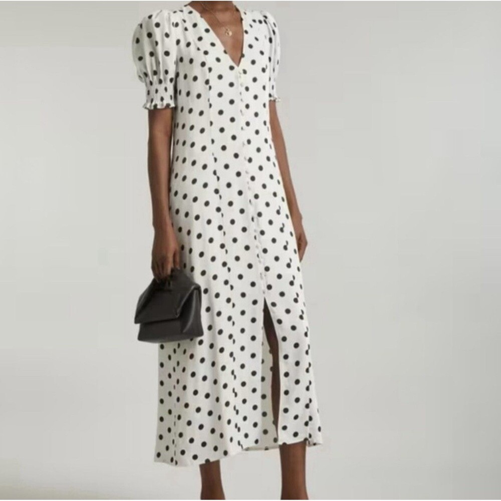 SLEEPER BELLA WOMENS BLACK WHITE POLKA DOT MAXI DRESS SIZE SMALL NWT MSRP $351
